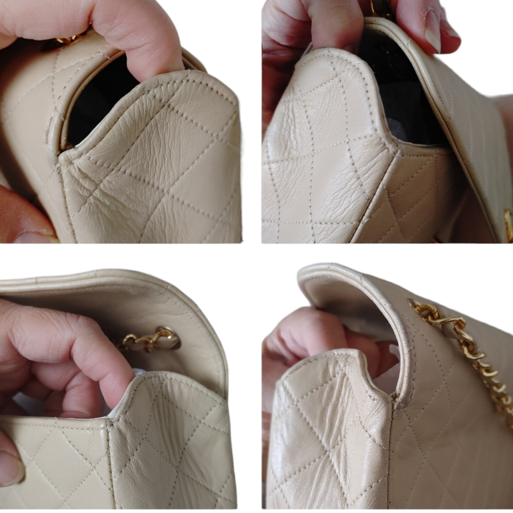 Chanel Beige Classic Quilted Matelasse Lambskin Bag - Picture 13 of 17